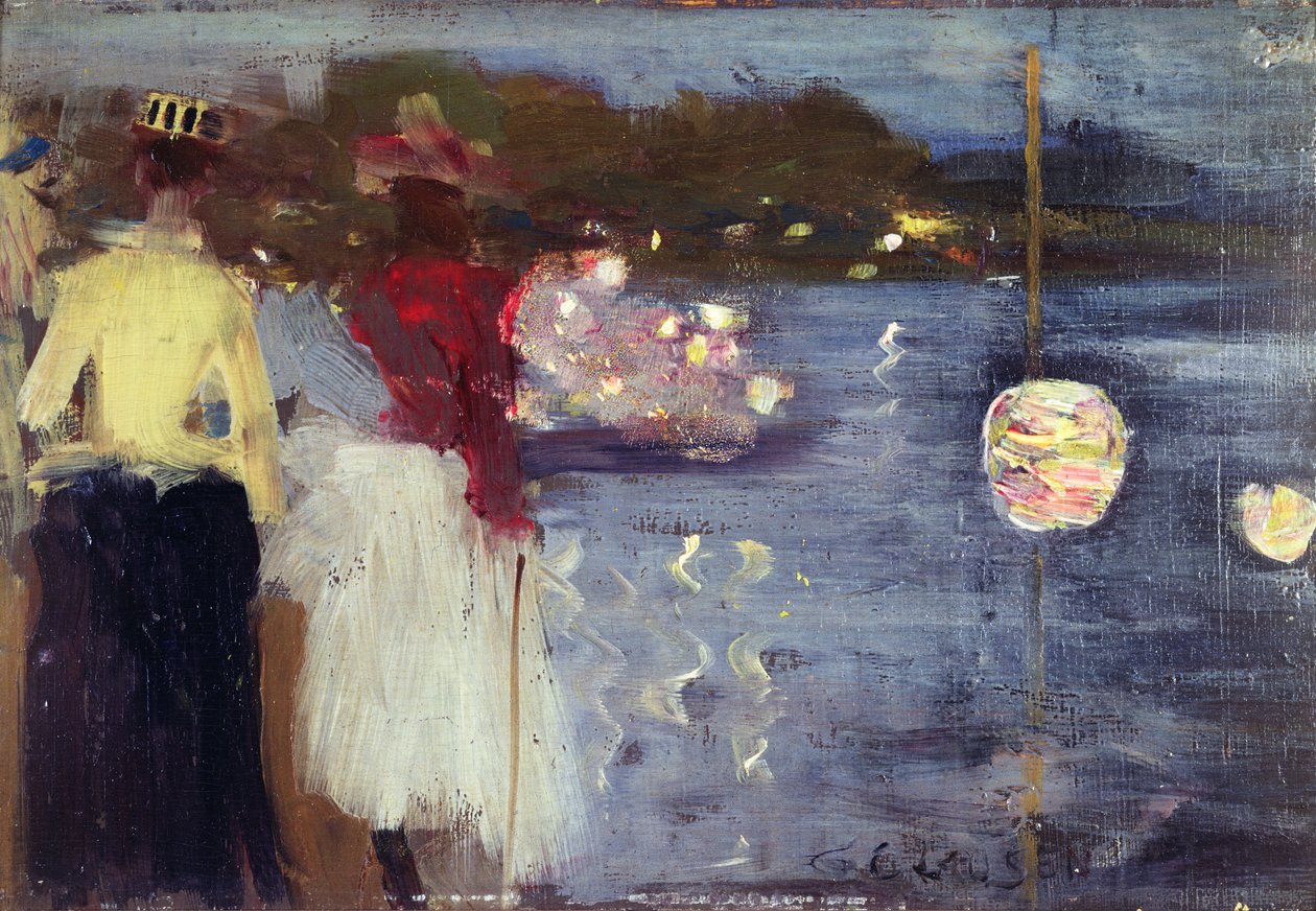 Souvenir of Marlow Regatta (olie på panel) af George Clausen