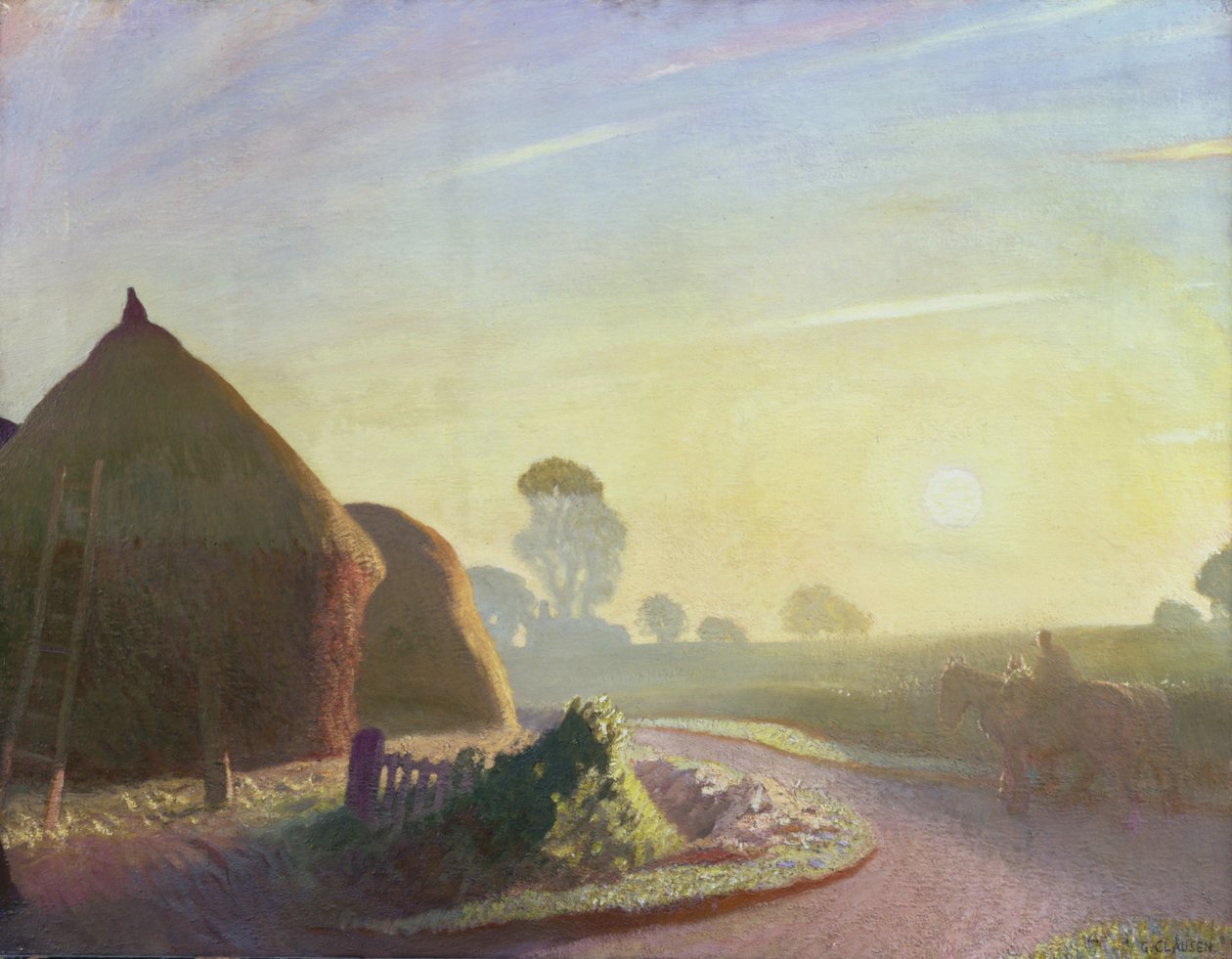 Solopgang i september af George Clausen