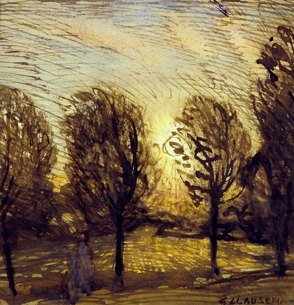 Uden titel [Studie af træer] (akvarel) af George Clausen
