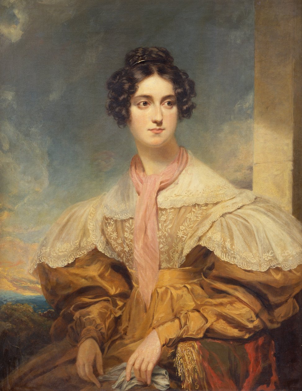 Portræt af Lady Georgiana Clinton (olie på lærred) af George Clint