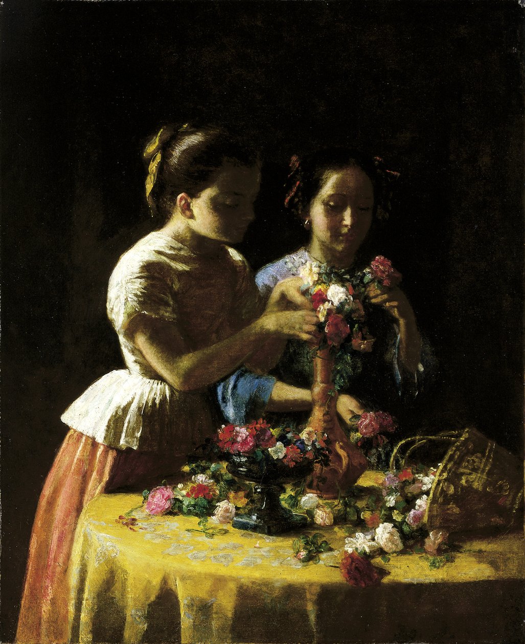 Piger og blomster, 1855. af George Cochran Lambdin