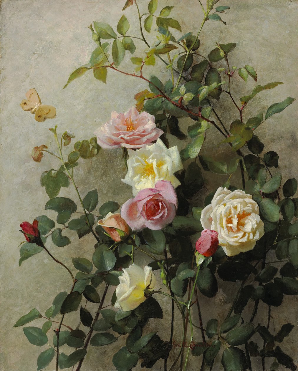 Roser på en væg, 1877 af George Cochran Lambdin