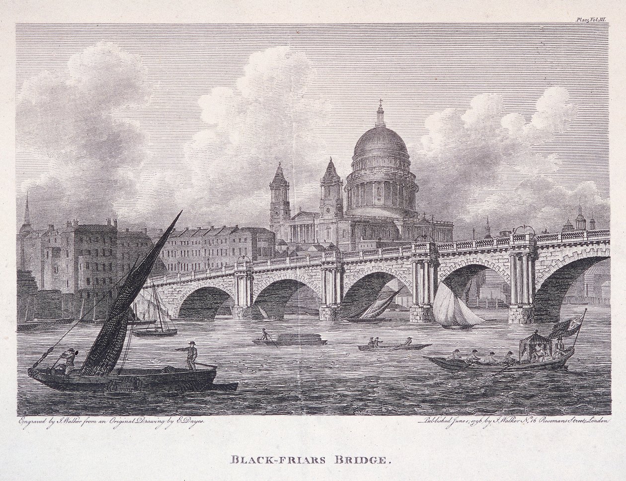 Blackfriars Bridge, London, 1827 af George Cooke