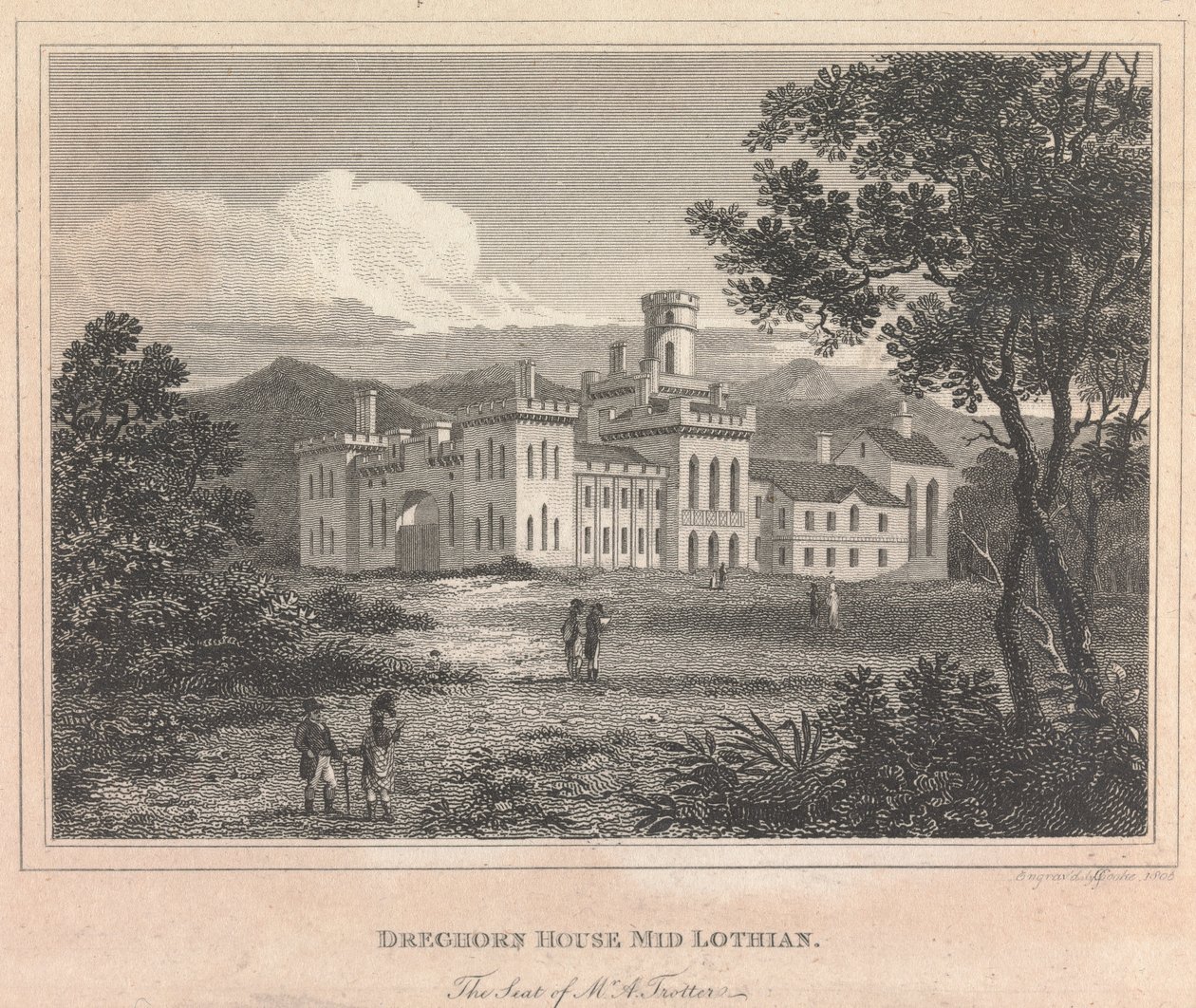 Drechor House Mid Lothian; side 90 (bind 1) af George Cooke