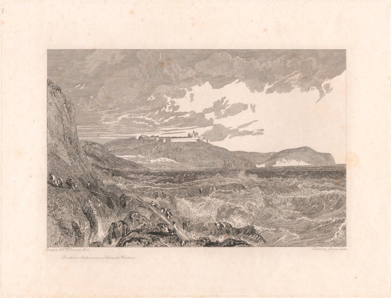 Pendennis Castle og indgangen til Falmouth Harbor af George Cooke