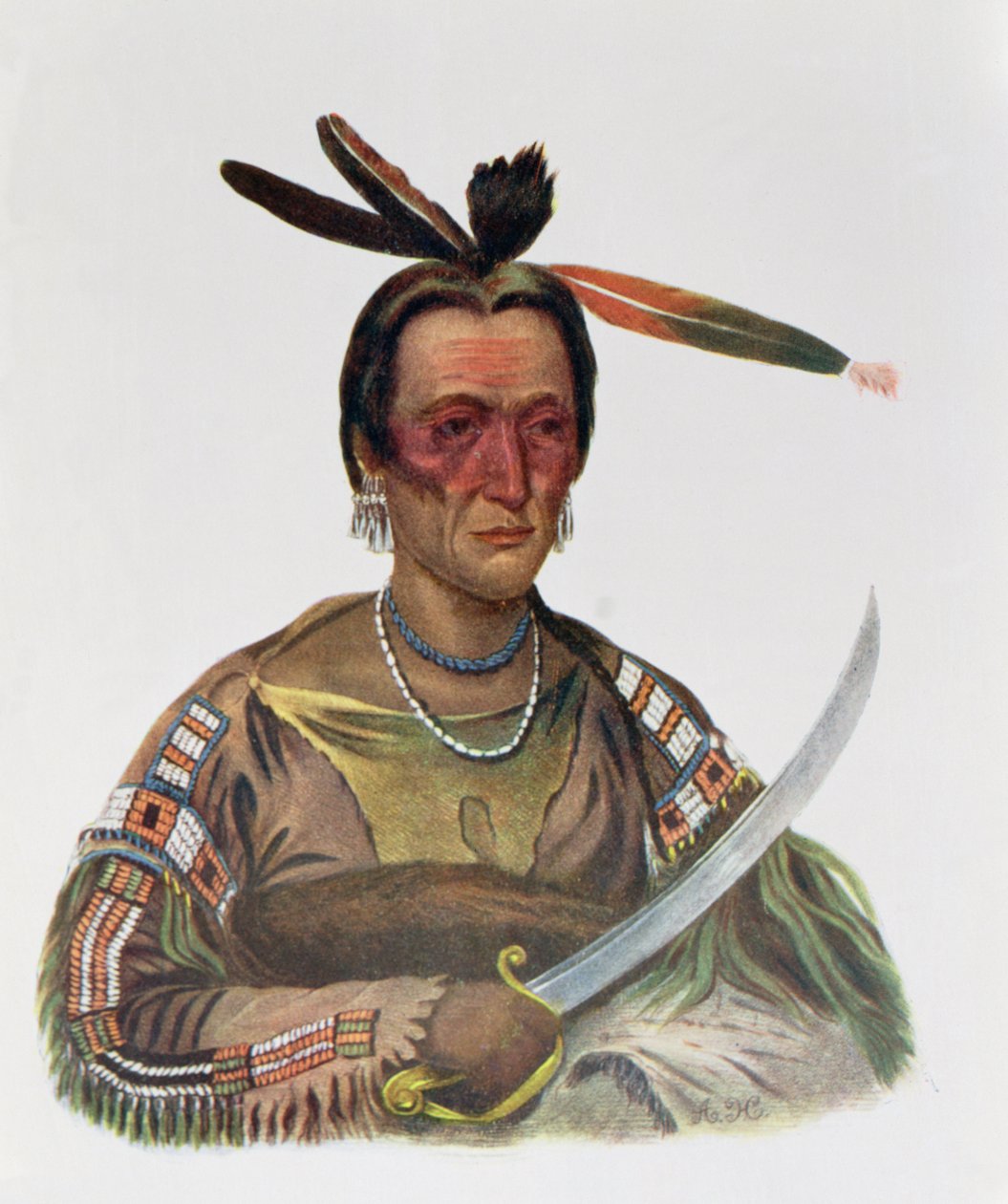 To-Ka-Cou, en Yankton Sioux Chief, 1837, illustration fra 