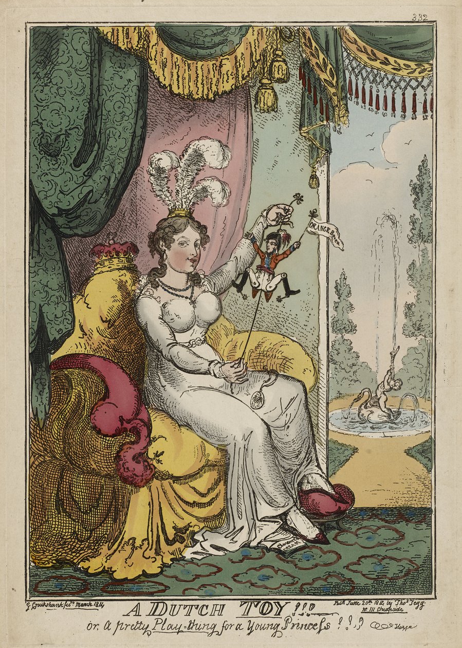 Et hollandsk legetøj!!! eller, en smuk legeting til en ung prinsesse!!! Huzza, marts 1814, udgivet 20. juni af George Cruikshank