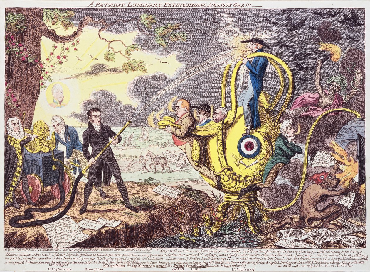 En Patriot Luminary slukker skadelig gas!!! 1817 af George Cruikshank