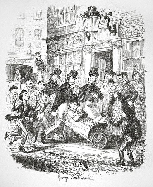 En lommetyv i forvaring, ca. 1835 (gravering) af George Cruikshank