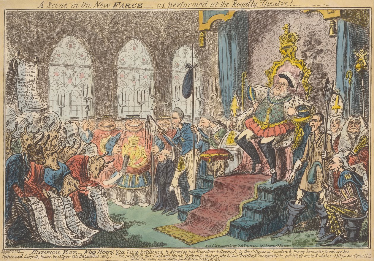 En scene i den nye farce - som opført på royalteatret! af George Cruikshank