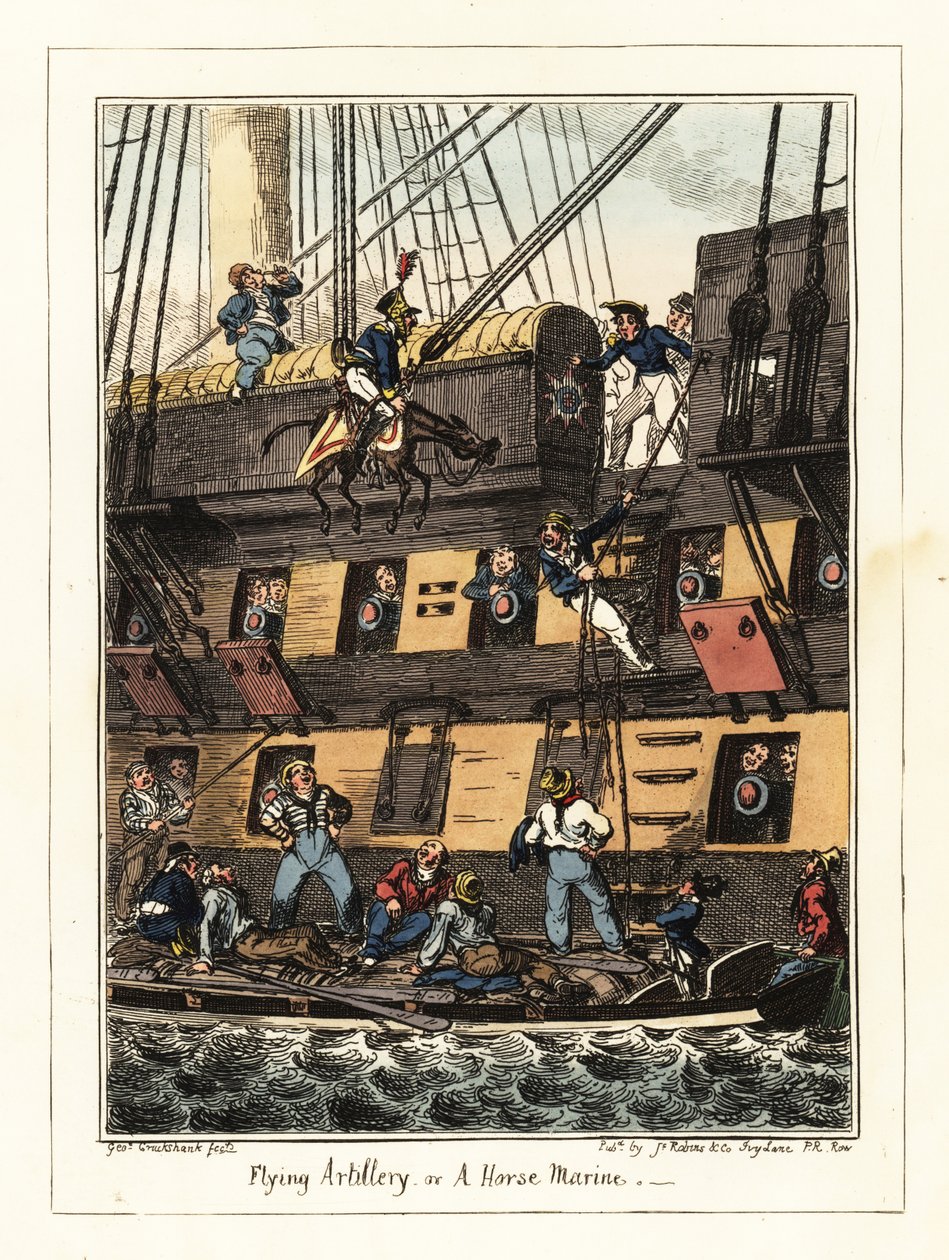 En milits dragon straffet i Santiago, Kap Verde, 1828 (litografi) af George Cruikshank