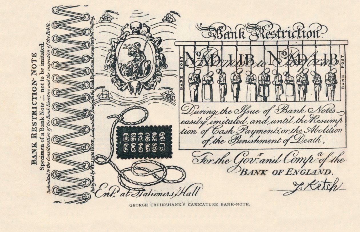 En satirisk pengeseddel: kriminalitet, straf og protest, 1819 1894 af George Cruikshank