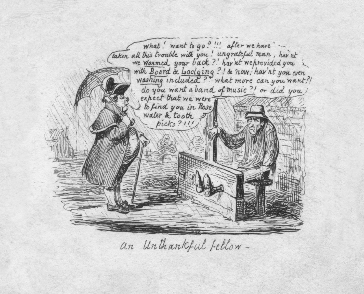 En utaknemmelig kammerat, 1829 af George Cruikshank