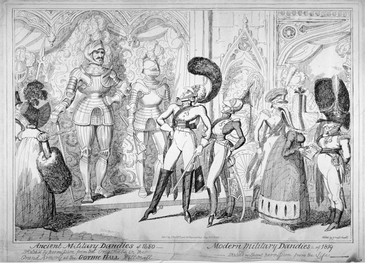 Gamle og moderne militærdandies, 1835. af George Cruikshank