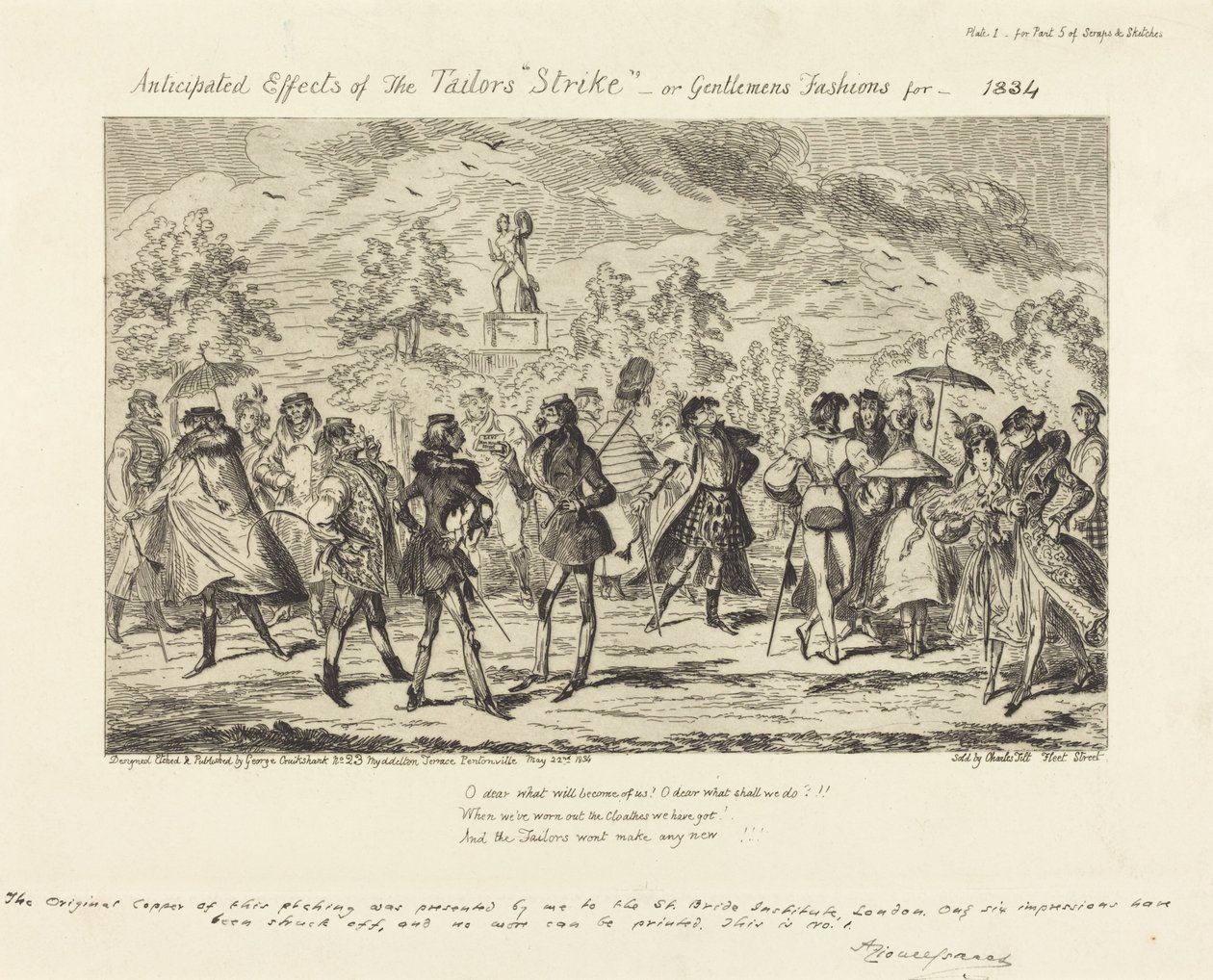 Forventede effekter af skræddernes "strejke" af George Cruikshank