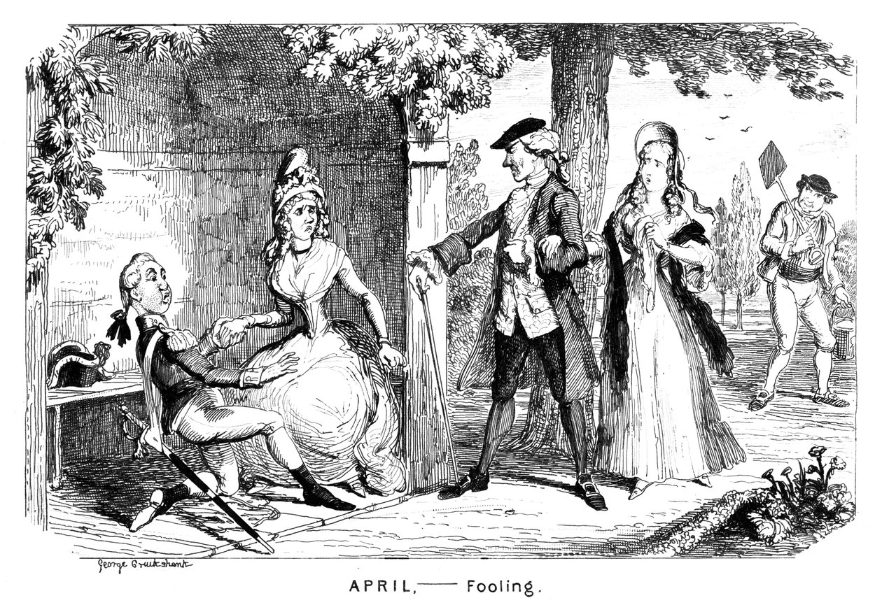 april - Fooling, c1839. af George Cruikshank