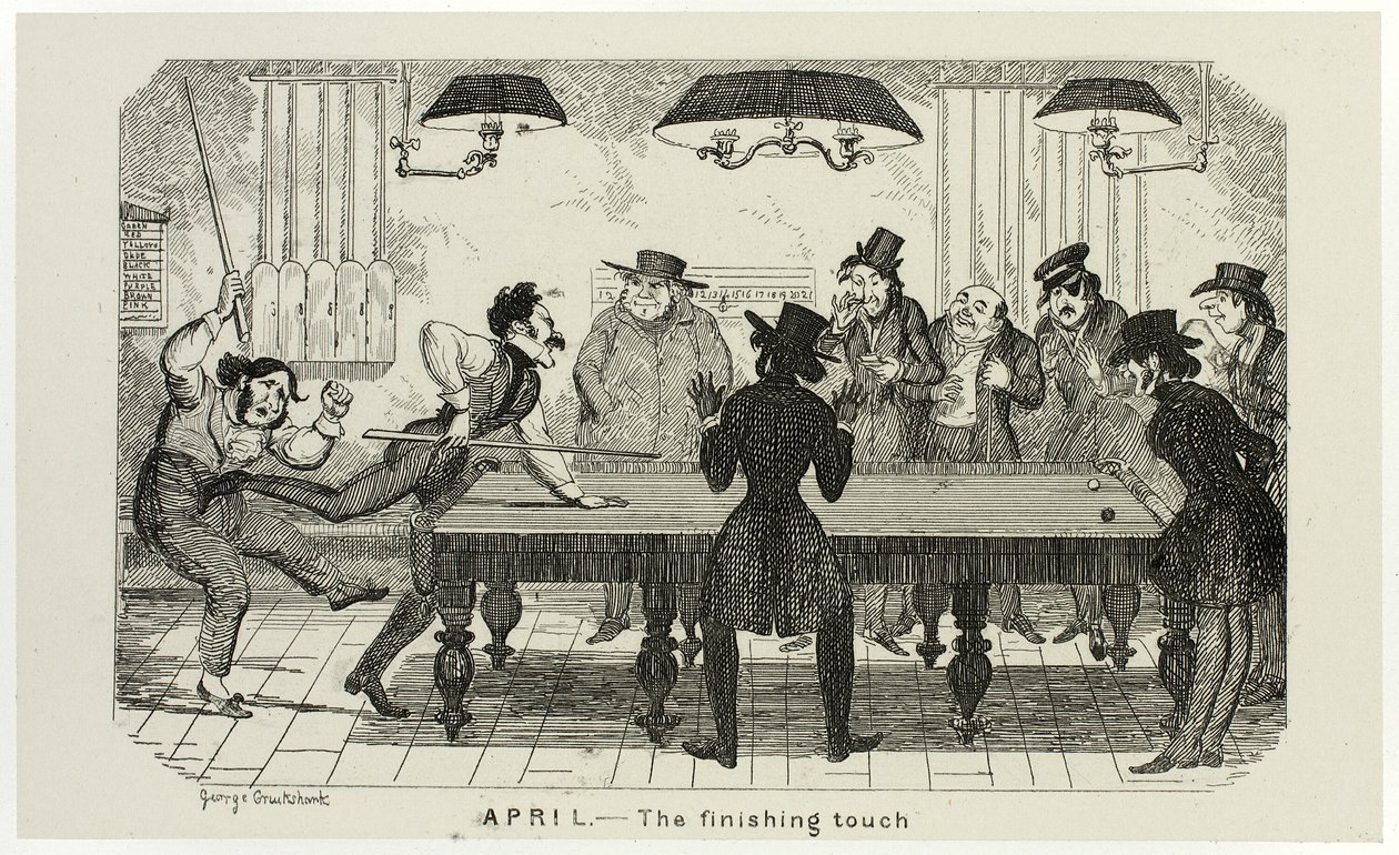 April - Den sidste finish fra George Cruikshanks stålstik til The Comic Almanacks: 1835-1853 af George Cruikshank