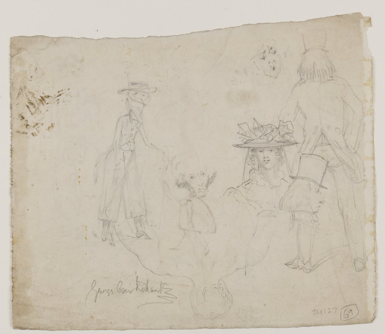 Karakterstudier (blyant, pen og blæk på papir) af George Cruikshank