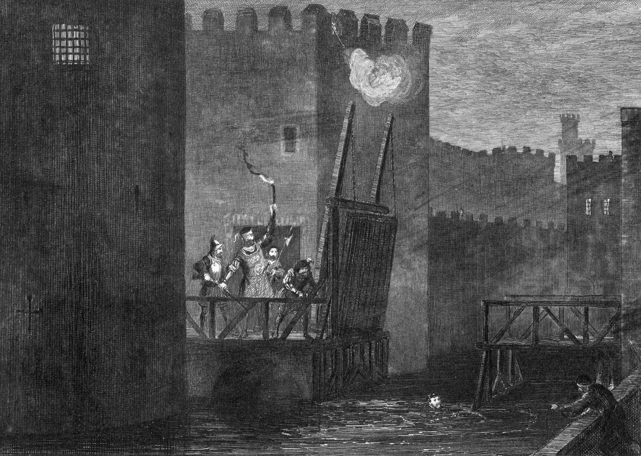 Courtenays flugt fra tårnet, 1840 af George Cruikshank