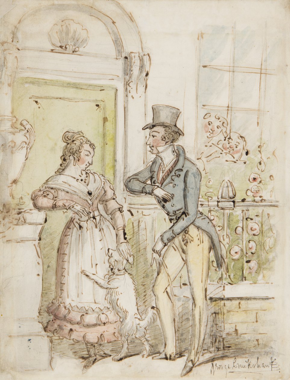 Frieri, ca. 1835 (pen, pensel, blæk & wc på papir) af George Cruikshank