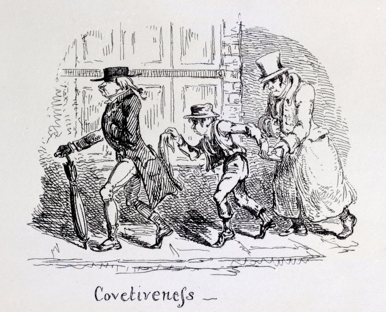 Begærlighed ud fra frenologiske illustrationer, 1826 af George Cruikshank