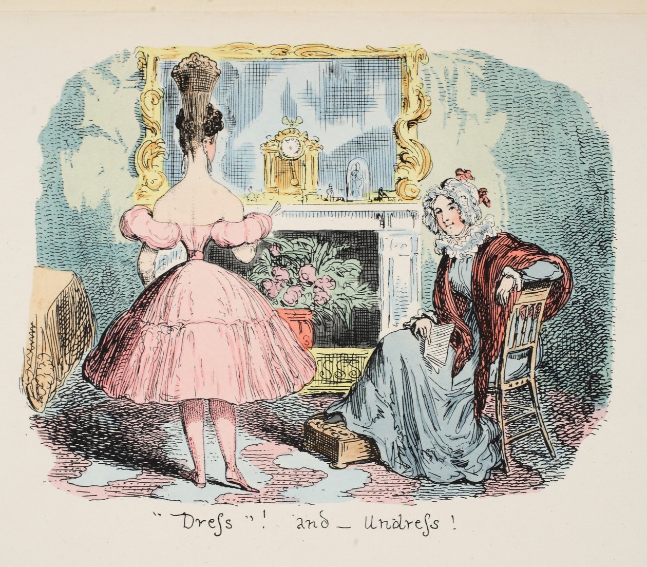 Påklædning og afklædning, pub. 1832 (Håndfarvet gravering) af George Cruikshank