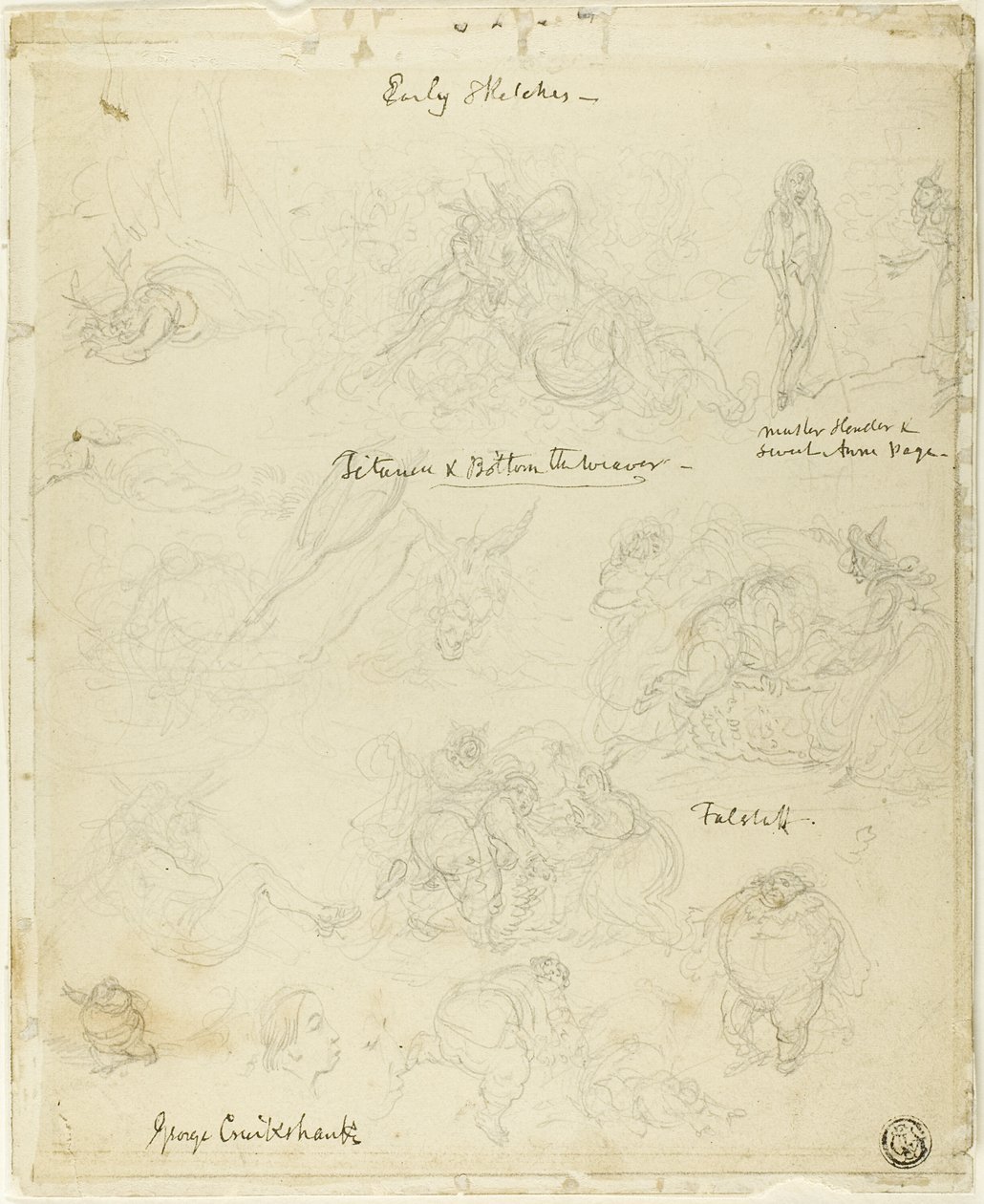 Tidlige skitser til Falstaff, Midsommernatsdrøm af George Cruikshank