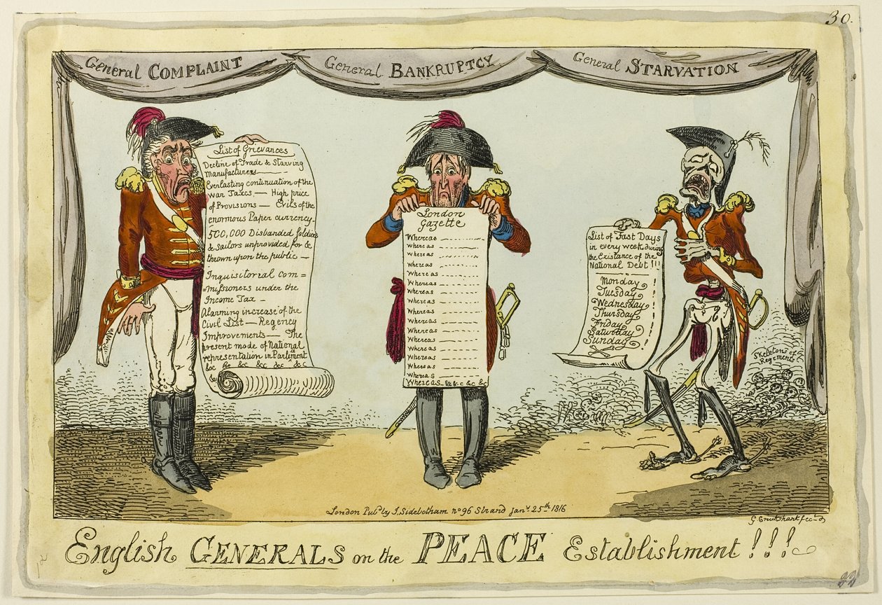 Engelske generaler om fredsinstitutionen!!! af George Cruikshank