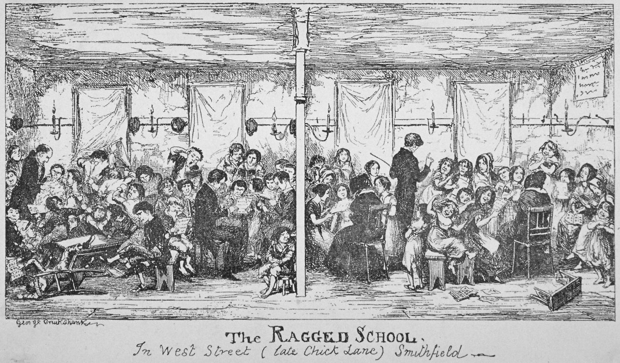 Field Lane Ragged School, Smithfield, City of London, 1850 af George Cruikshank