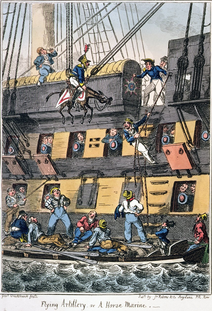 Flyvende artilleri eller en hestemarine (farvestik) af George Cruikshank