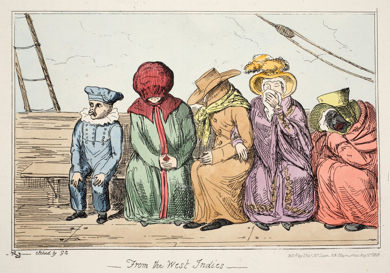 Fra Vestindien, pub. 1835 (håndfarvet radering) af George Cruikshank