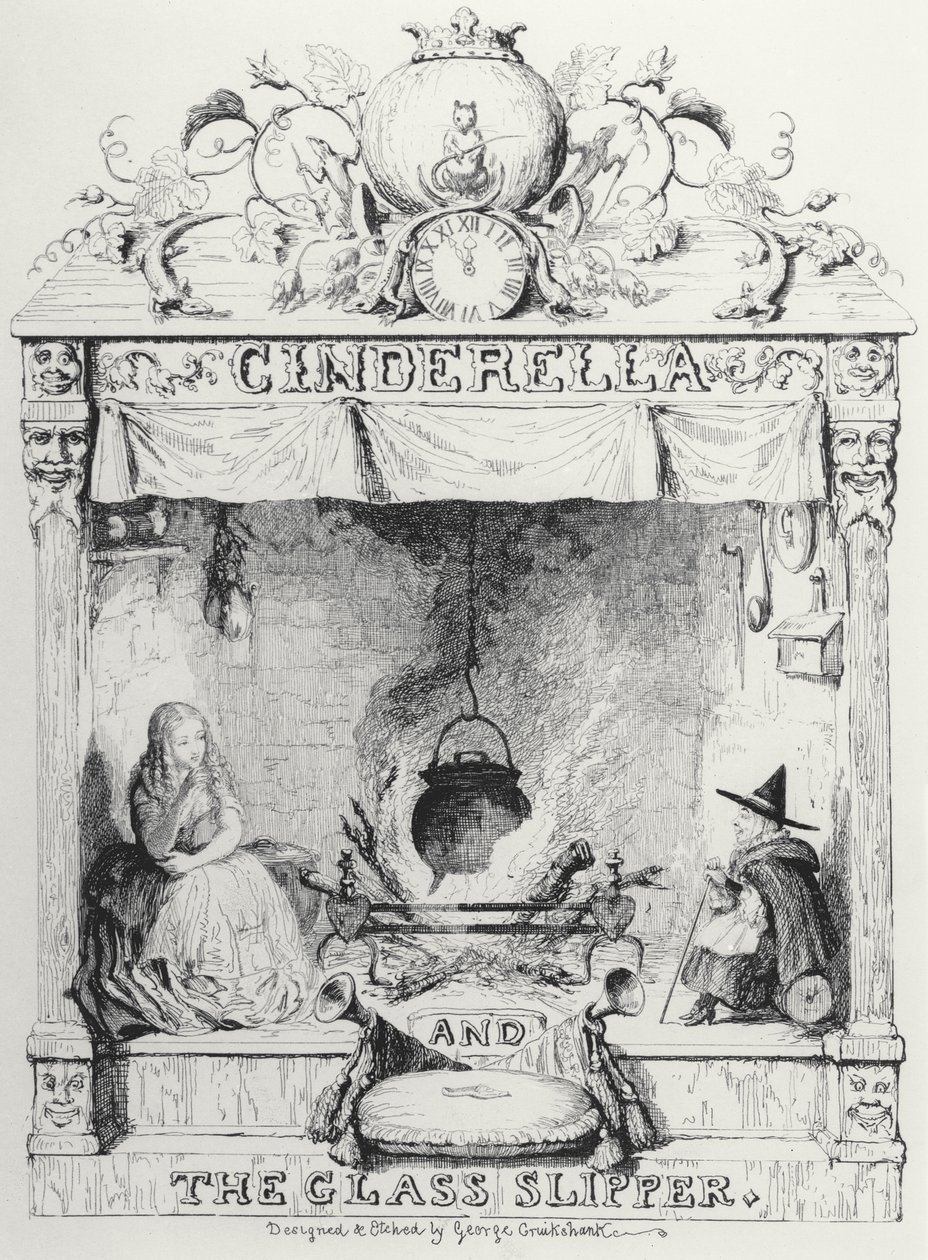 Frontispice af Askepot og glastøflen af Charles Perrault af George Cruikshank