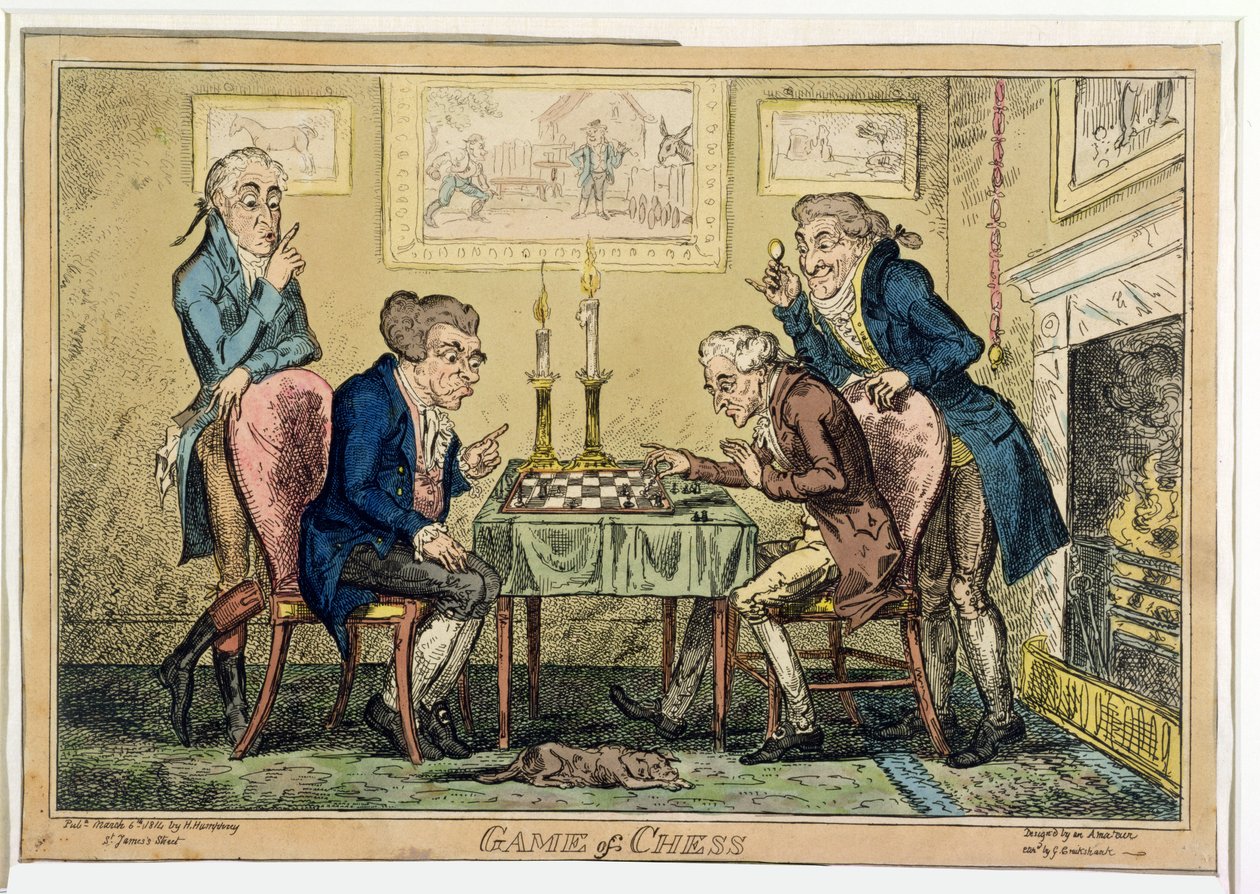 Game of Chess, udgivet af H. Humphrey, London (farvet radering) af George Cruikshank