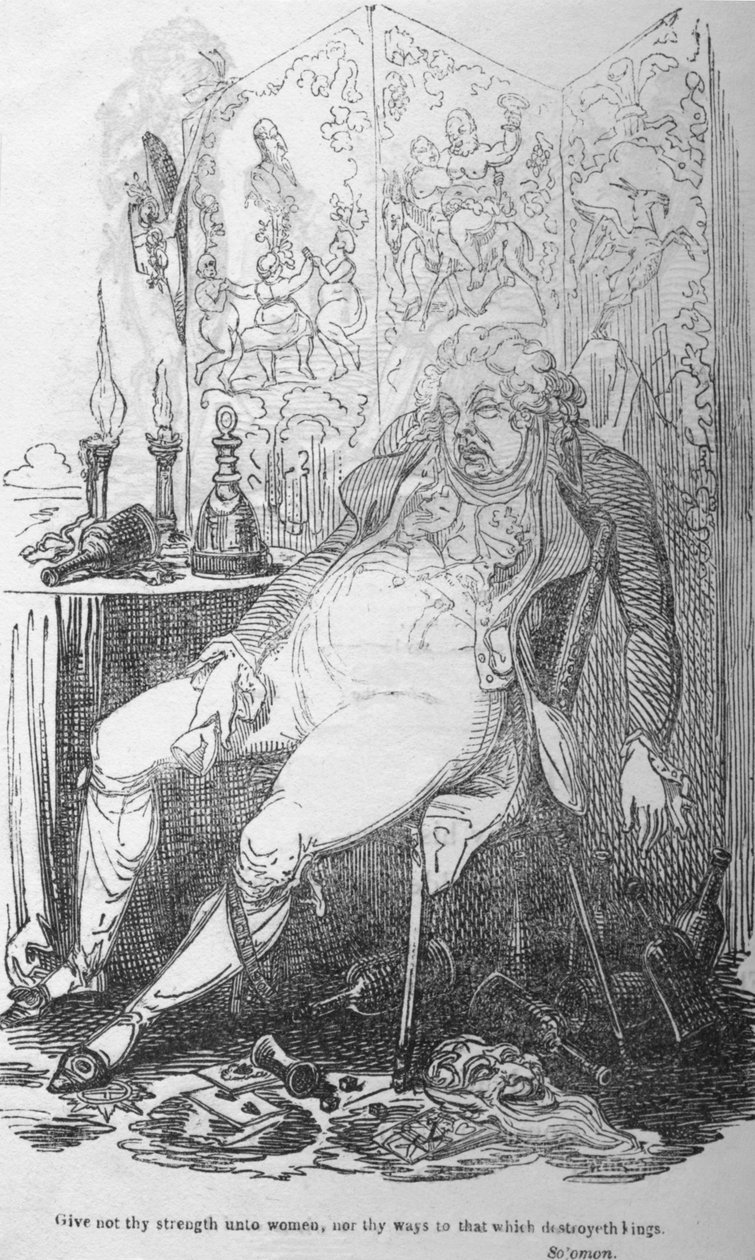 Giv ikke din styrke til kvinder, ej heller dine veje til det, der ødelægger konger, c1820. af George Cruikshank
