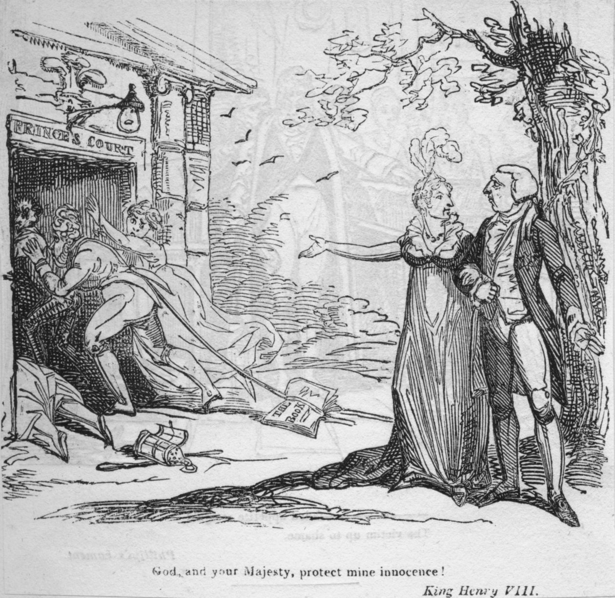 Gud og Deres Majestæt, beskyt min uskyld, c1820. af George Cruikshank