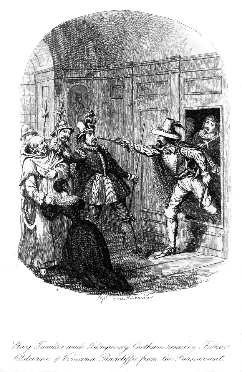 Guy Fawkes og Humphrey Chetham, 1605, 1841. af George Cruikshank