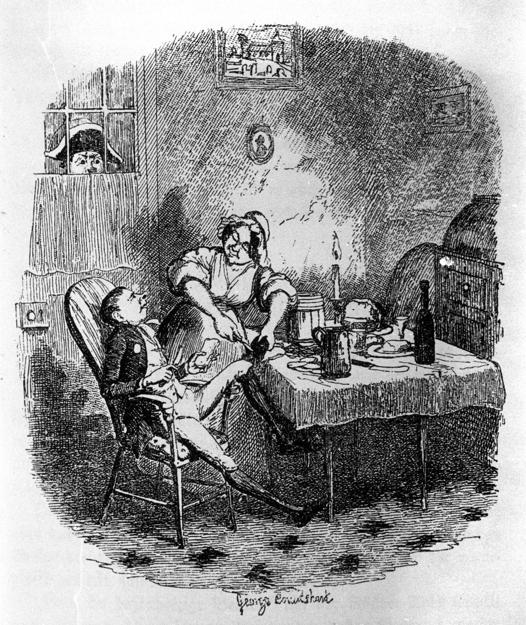 Illustration til "Oliver Twist" (Olivier) af Charles Dickens (1812-1870), af George Cruikshank (1792-1878). af George Cruikshank