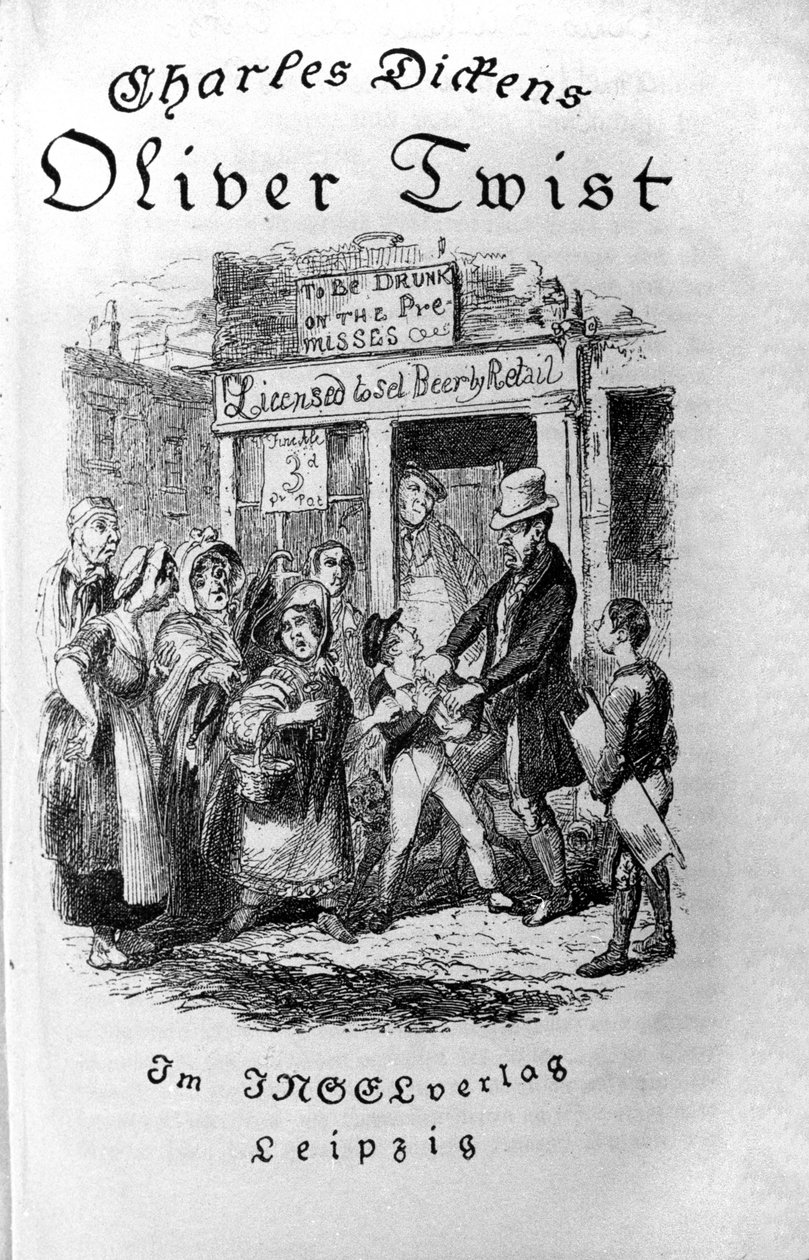 Illustration til "" Oliver Twist"" (Olivier) af Charles Dickens (1812-1870), af George Cruikshank (1792-1878). af George Cruikshank