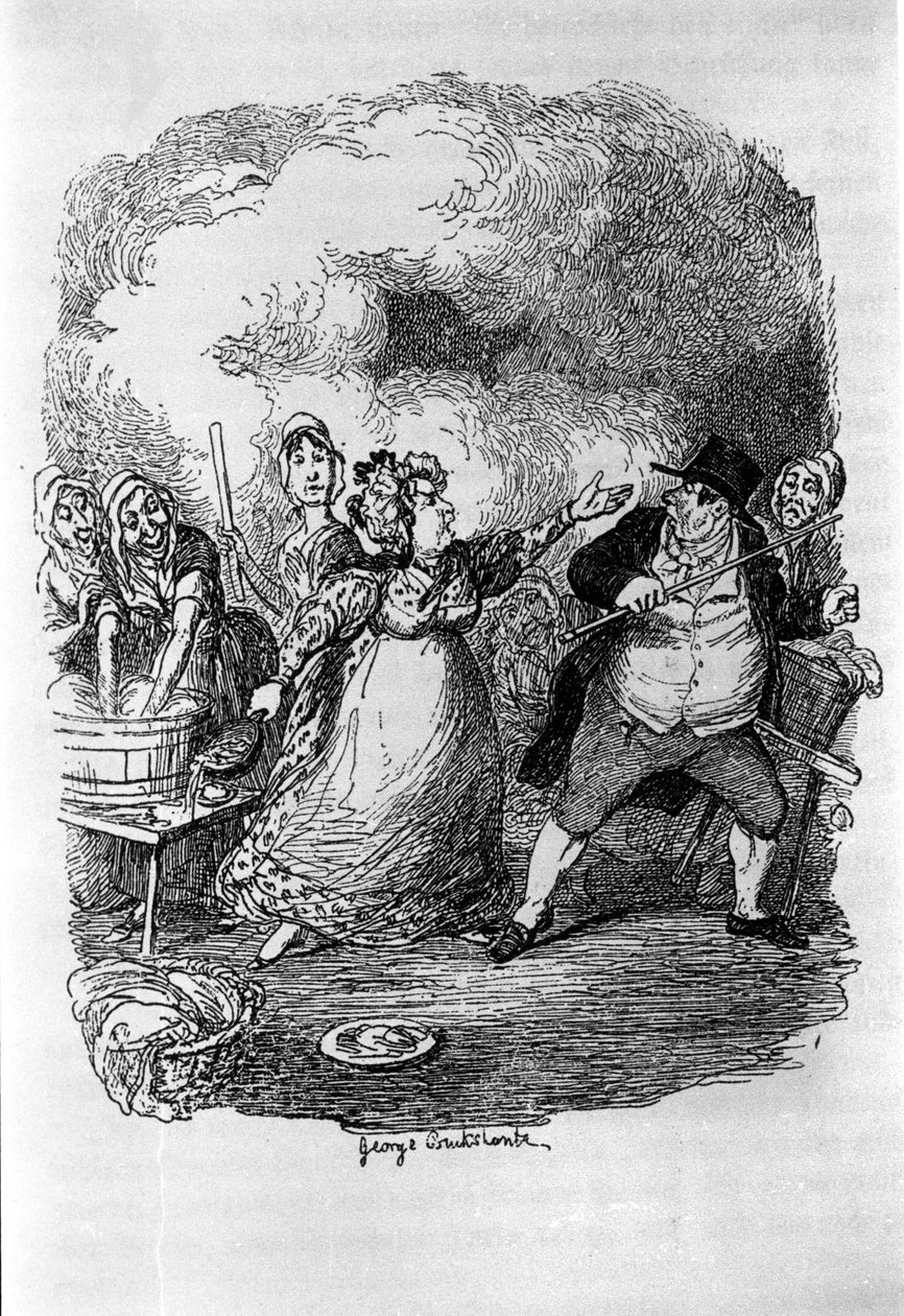 Illustration til "" Oliver Twist"" (Olivier) af Charles Dickens (1812-1870), af George Cruikshank (1792-1878). af George Cruikshank