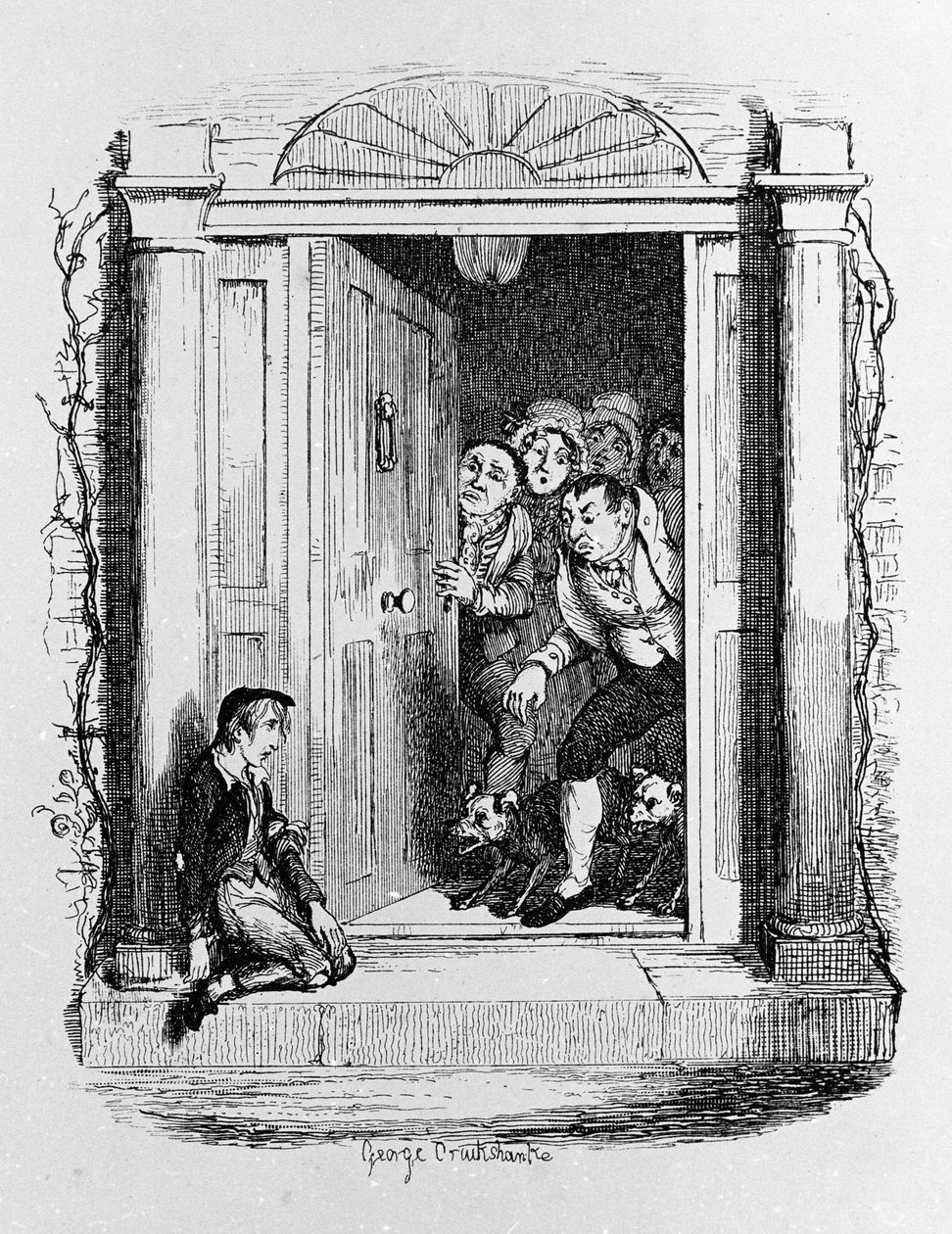 Illustration til "" Oliver Twist"" (Olivier) af Charles Dickens (1812-1870), af George Cruikshank (1792-1878). af George Cruikshank