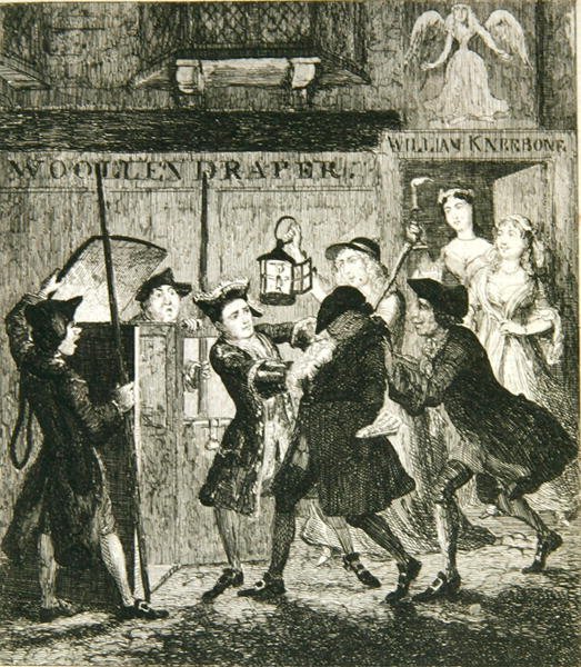 Jack Sheppard narrer fangevogteren Shotbolt, illustration fra "Jack Sheppard: A Romance