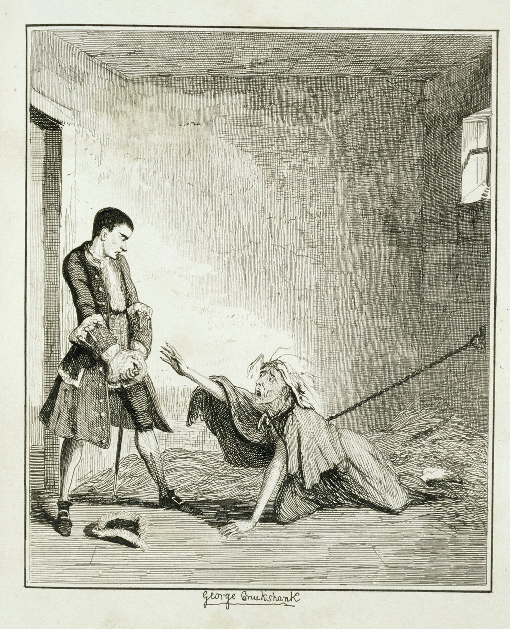 Jack besøger sin mor på Bethlehem Hospital, London, illustration fra 