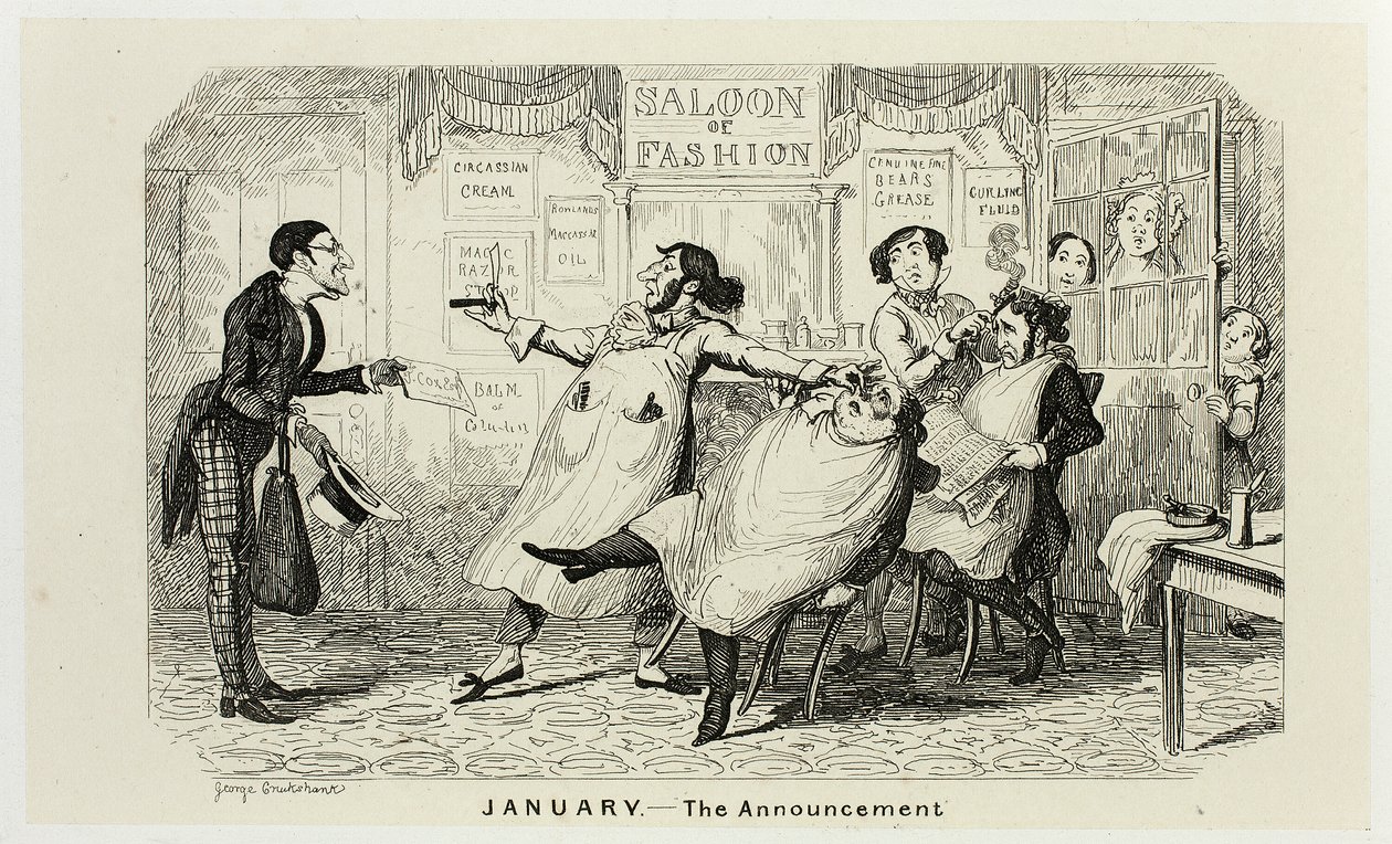Januar - Meddelelsen fra George Cruikshanks stålstik til The Comic Almanacks: 1835-1853 af George Cruikshank