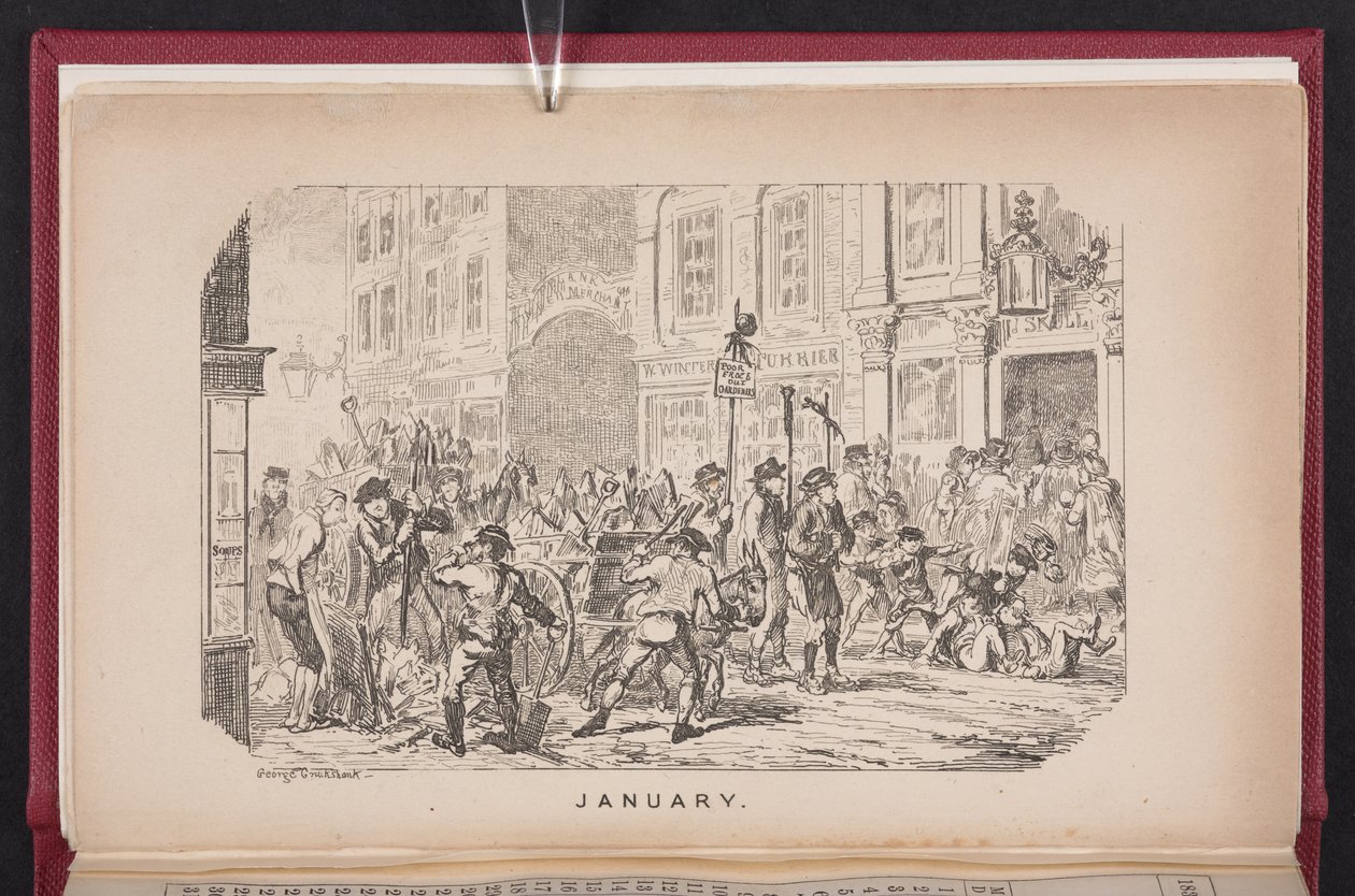 Januar fra The Comic Almanack af George Cruikshank