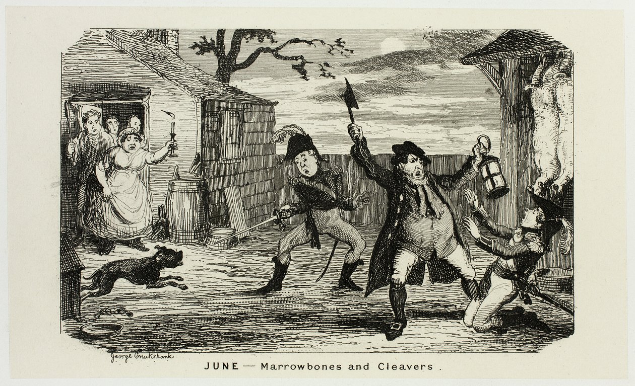 Juni - Marrowbones and Cleavers fra George Cruikshanks stålstik til The Comic Almanacks: 1835-1853 af George Cruikshank