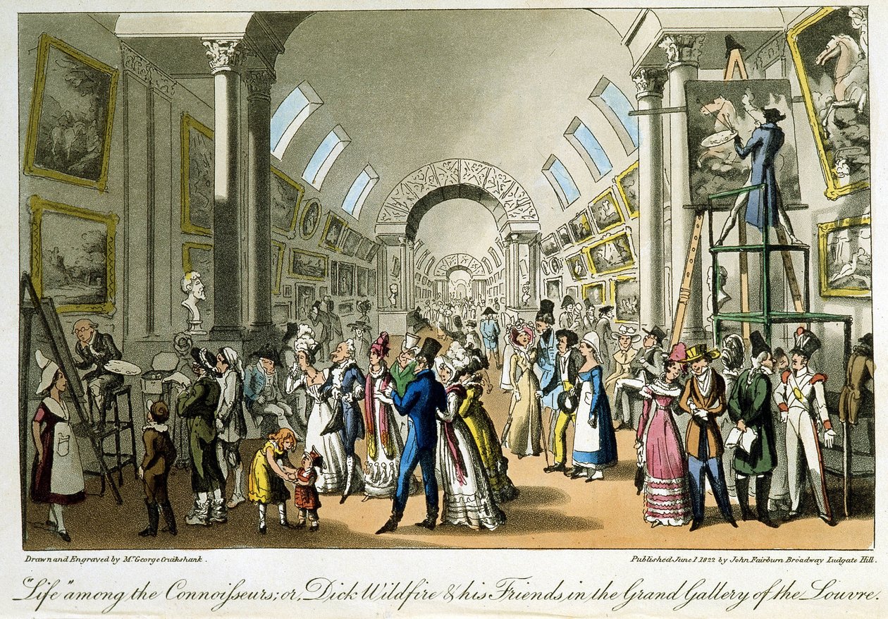 La grande galerie du Louvre - i "" Life in Paris"" af David Carey, London af George Cruikshank