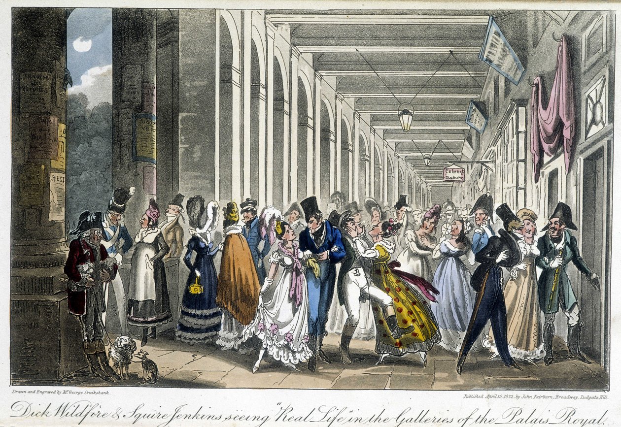 Les galeries du Palais Royal - i "" Life in Paris"" af David Carey, London af George Cruikshank