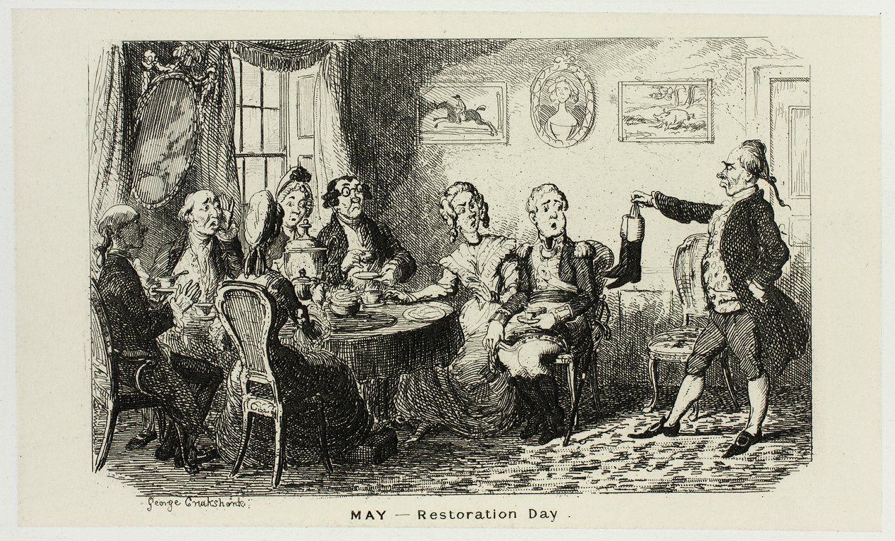 Maj - Restaureringsdag fra George Cruikshanks stålstik til The Comic Almanacks: 1835-1853 af George Cruikshank