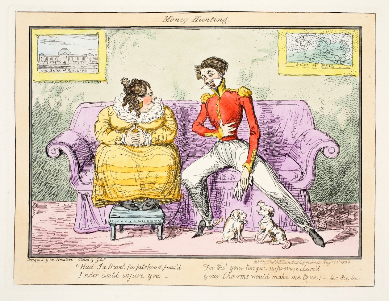 Pengejagt, 1835 (håndfarvet gravering) af George Cruikshank