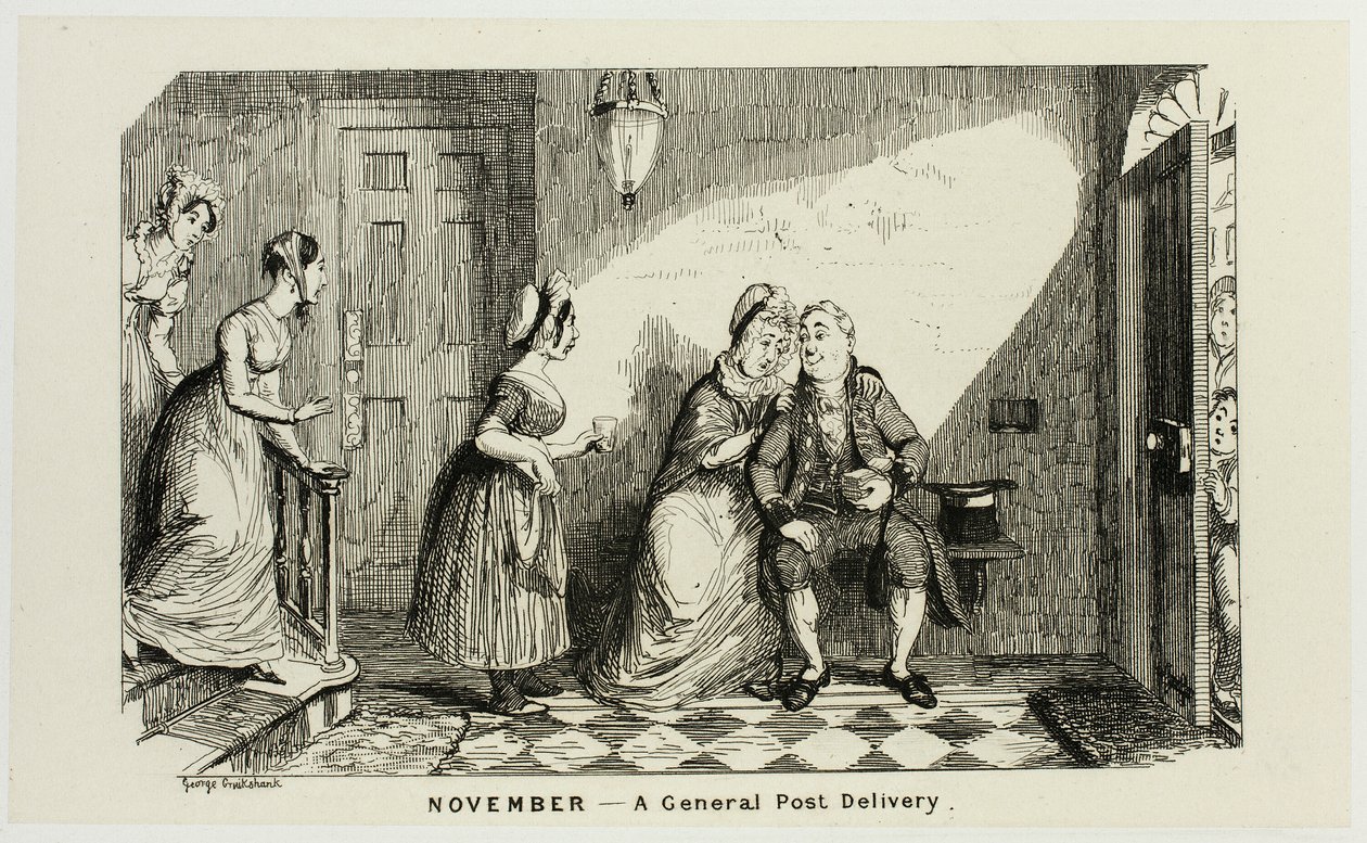 November - En generel postomdeling i opposition fra George Cruikshanks stålætsninger til The Comic Almanacks: 1835-1853 af George Cruikshank